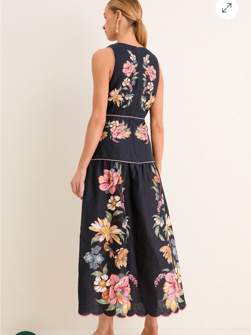 FARM Rio Maira Floral Dark Blue Midi Dress - Picture 5 of 12